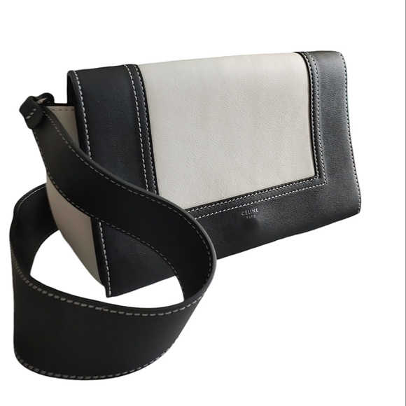 Celine Frame Black & White Leather Crossbody Bag - Picture 14 of 16